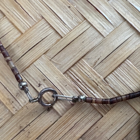 Sterling 925 Turquoise and Brown Beaded Necklace - Picture 8 of 9